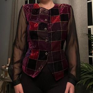 Vintage Bedford Fair velvet square blouse Women's multi Shirt